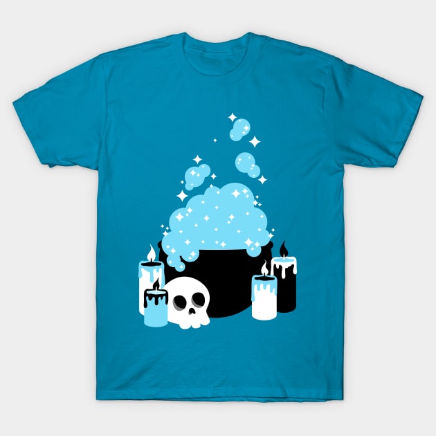 Cauldron Bubbles Blue T-Shirt by Kimberly Sterling